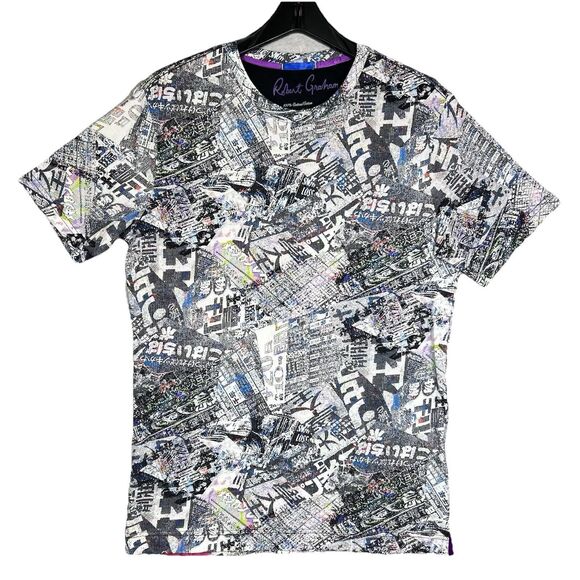 Robert Graham TAKARA T-Shirt Graphic Designs Mens Small Japanese Print Graffiti - Picture 1 of 11